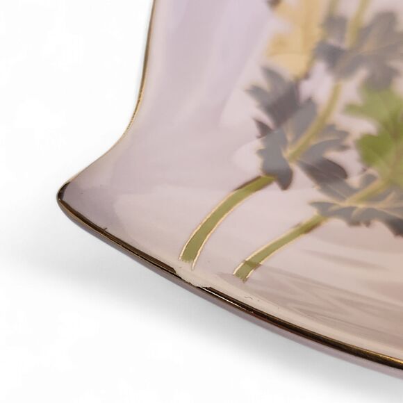 Beautiful Vintage Toko Japan Two-Sided Ceramic Trinket Tray Dish, 10"w Lavender - Picture 5 of 11